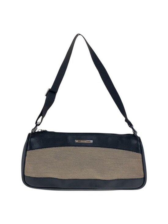 Gucci Handbags - Gucci Black Beige Silver Canvas Leather Handbag Pouch